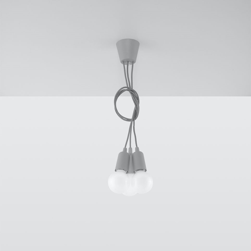 Suspension filaire DIEGO 3xE27/60W/230V grise