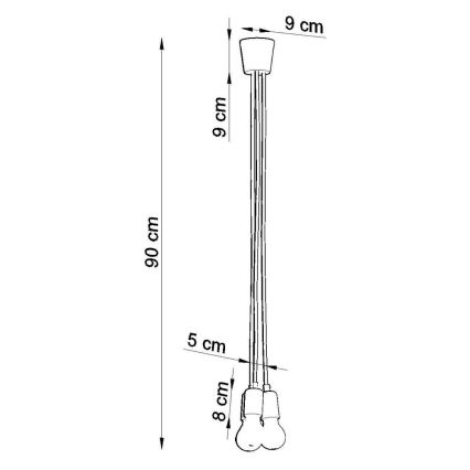 Suspension filaire DIEGO 3xE27/60W/230V jaune