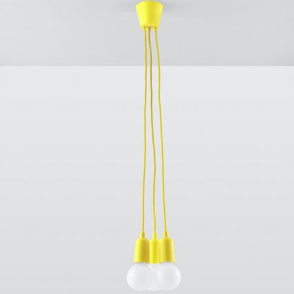 Suspension filaire DIEGO 3xE27/60W/230V jaune