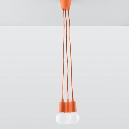 Suspension filaire DIEGO 3xE27/60W/230V orange