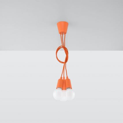 Suspension filaire DIEGO 3xE27/60W/230V orange