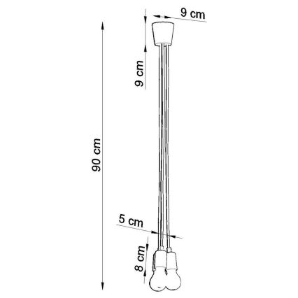 Suspension filaire DIEGO 3xE27/60W/230V verte