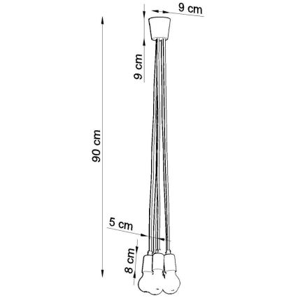 Suspension filaire DIEGO 5xE27/60W/230V verte