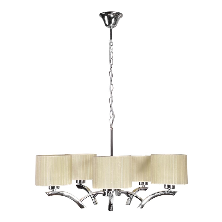 Suspension filaire DRAGA 5xE27/60W/230V beige/chrome brillant