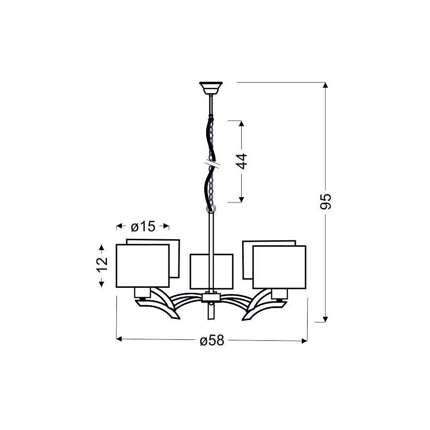 Suspension filaire DRAGA 5xE27/60W/230V beige/chrome brillant