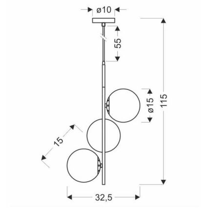 Suspension filaire DUO 3xE14/40W/230V doré/noir