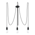 Suspension filaire EDISON 3 3xE27/60W/230V araignée noir