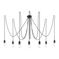 Suspension filaire EDISON 7 7xE27/60W/230V araignée noir