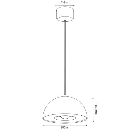 Suspension filaire ELGUND 1xE27/15W/230V d. 28,5 cm noir