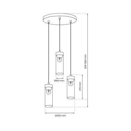 Suspension filaire ELICA 3xE27/60W/230V