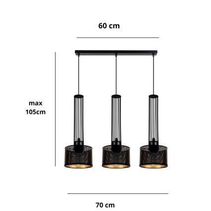 Suspension filaire ELIS 3xE27/60W/230V