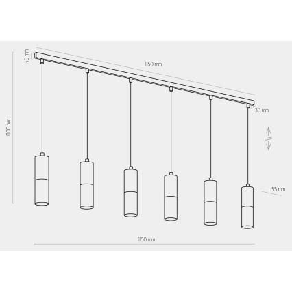 Suspension filaire ELIT 6xGU10/10W/230V noire