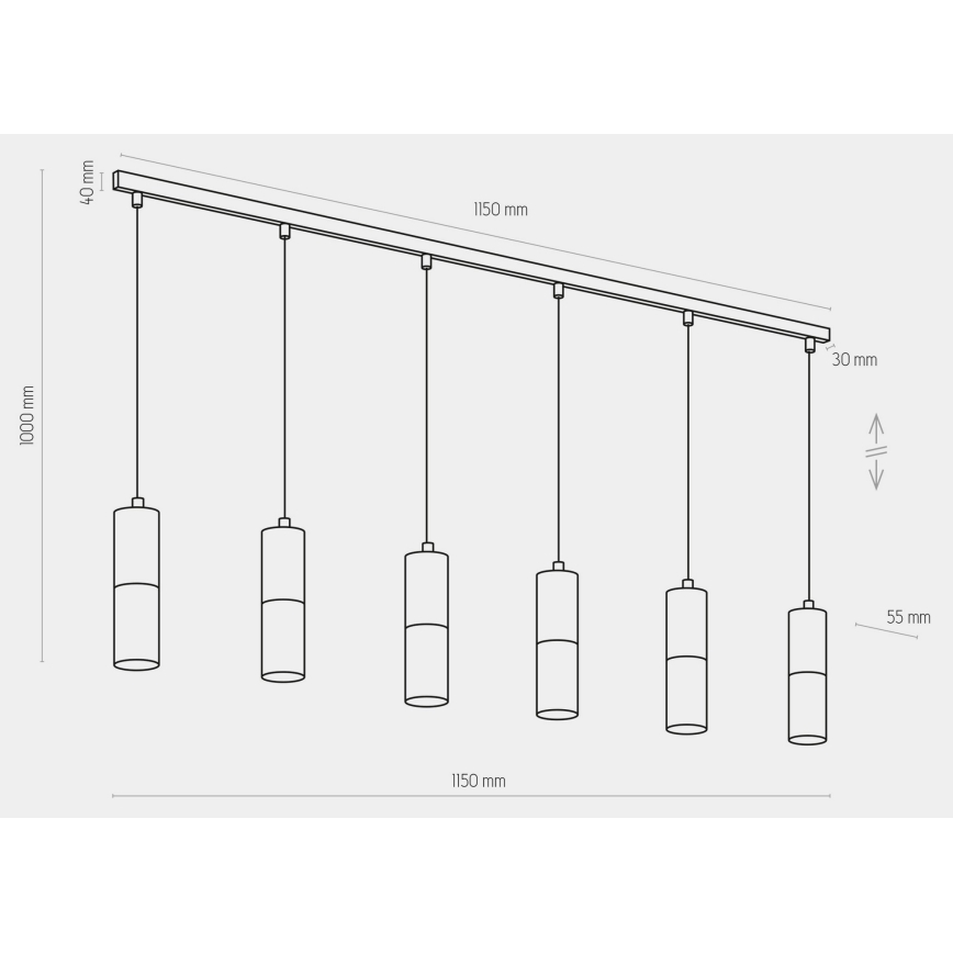 Suspension filaire ELIT 6xGU10/10W/230V noire