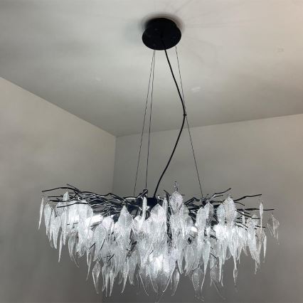 Suspension filaire en cristal 12xG9/40W/230V noir