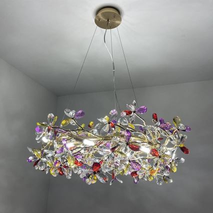 Suspension filaire en cristal 16xG9/40W/230V coloré