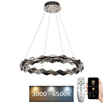 Suspension filaire en cristal à intensité variable LED/40W/230V 3000-6500K chrome brillant + télécommande