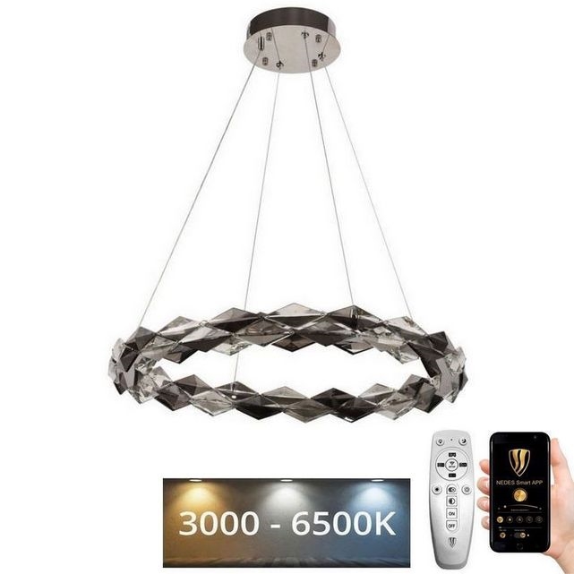 Suspension filaire en cristal à intensité variable LED/40W/230V 3000-6500K chrome brillant + télécommande