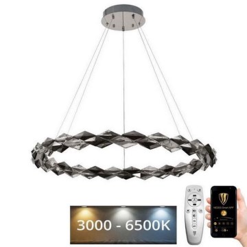 Suspension filaire en cristal à intensité variable LED/55W/230V 3000-6500K chrome brillant + télécommande