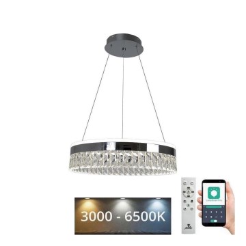 Suspension filaire en cristal à intensité variable LED/90W/230V 3000-6500K chrome brillant + télécommande