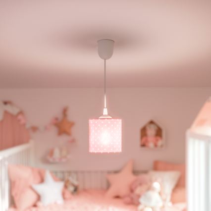 Suspension filaire enfant DOTS 1xE27/15W/230V d. 15 cm rose