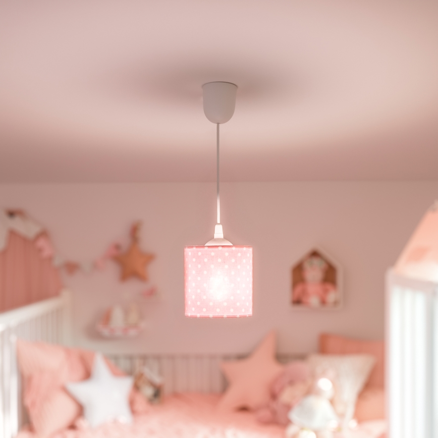Suspension filaire enfant DOTS 1xE27/15W/230V d. 15 cm rose