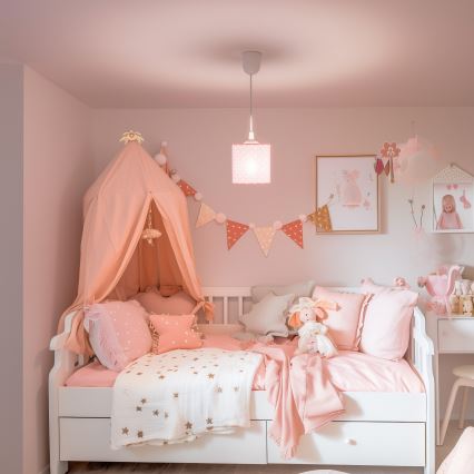 Suspension filaire enfant DOTS 1xE27/15W/230V d. 15 cm rose