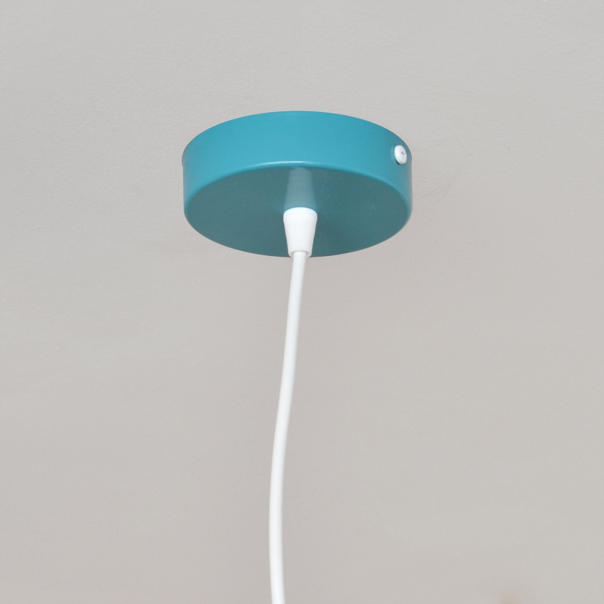 Suspension filaire enfant STARS 1xE27/15W/230V turquoise/blanc