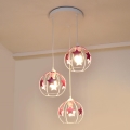 Suspension filaire enfant STARS 3xE27/15W/230V rose/blanc