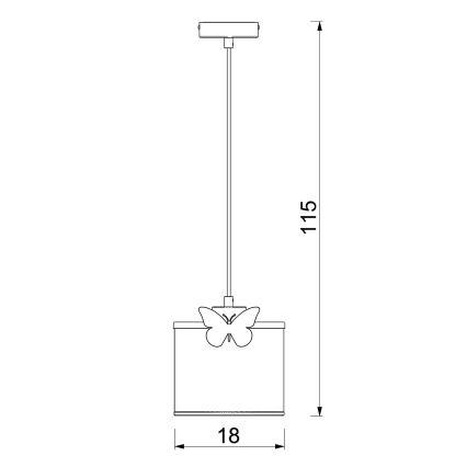 Suspension filaire enfant SWEET 1xE27/15W/230V blanc/rose/papillon
