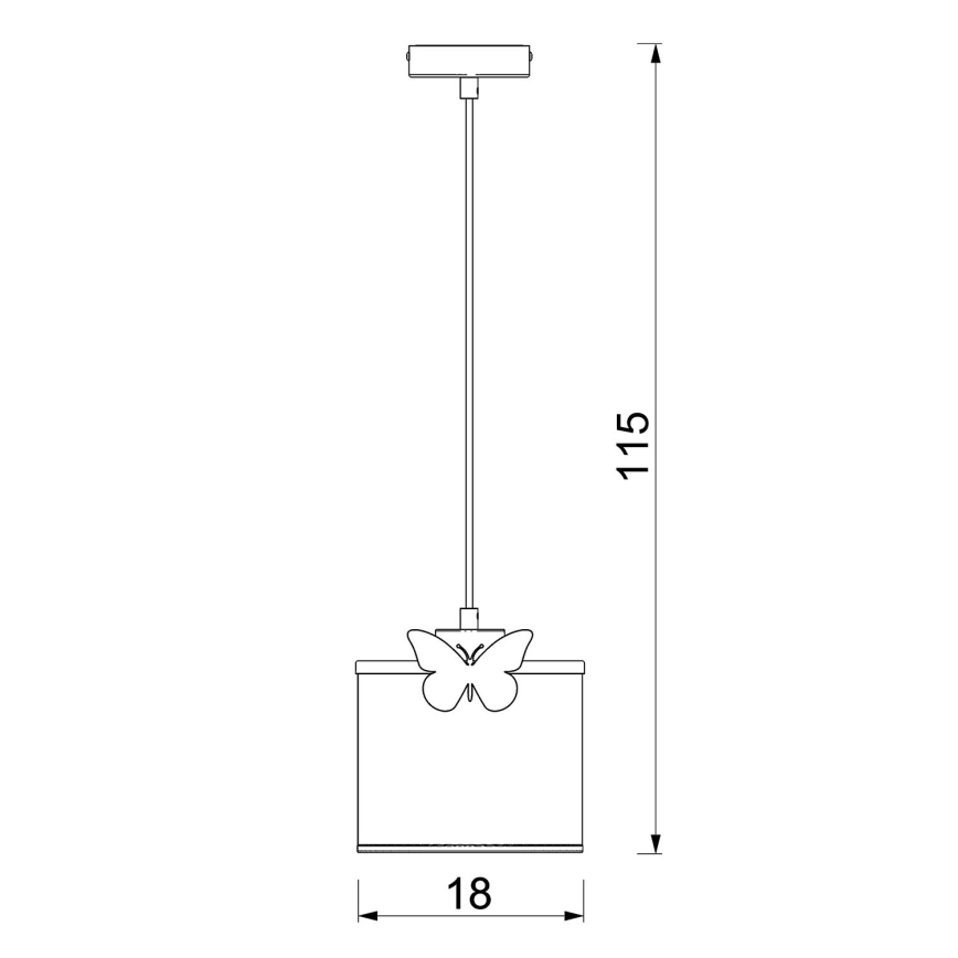 Suspension filaire enfant SWEET 1xE27/15W/230V blanc/rose/papillon