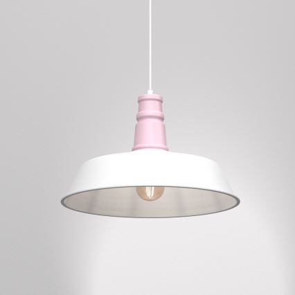 Suspension filaire ENZO 1xE27/60W/230V blanc/rose