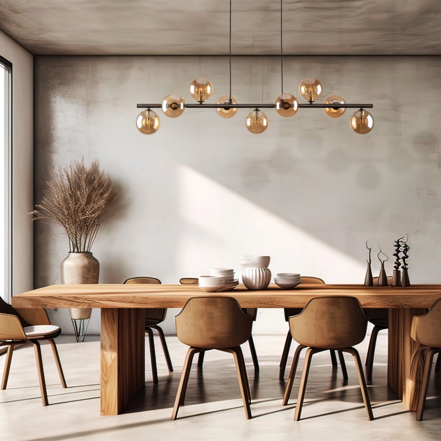Suspension filaire ESTERA 9xG9/6W/230V marron/fumé beige