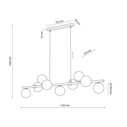 Suspension filaire ESTERA 9xG9/6W/230V marron/fumé beige