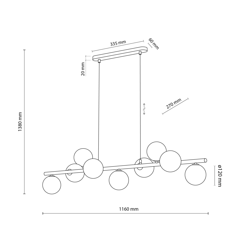 Suspension filaire ESTERA 9xG9/6W/230V marron/fumé beige