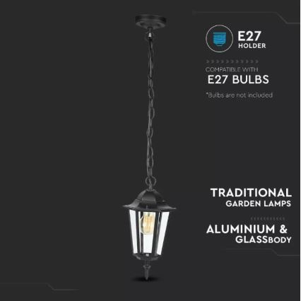 Suspension filaire extérieur 1xE27/40W/230V IP44 noir