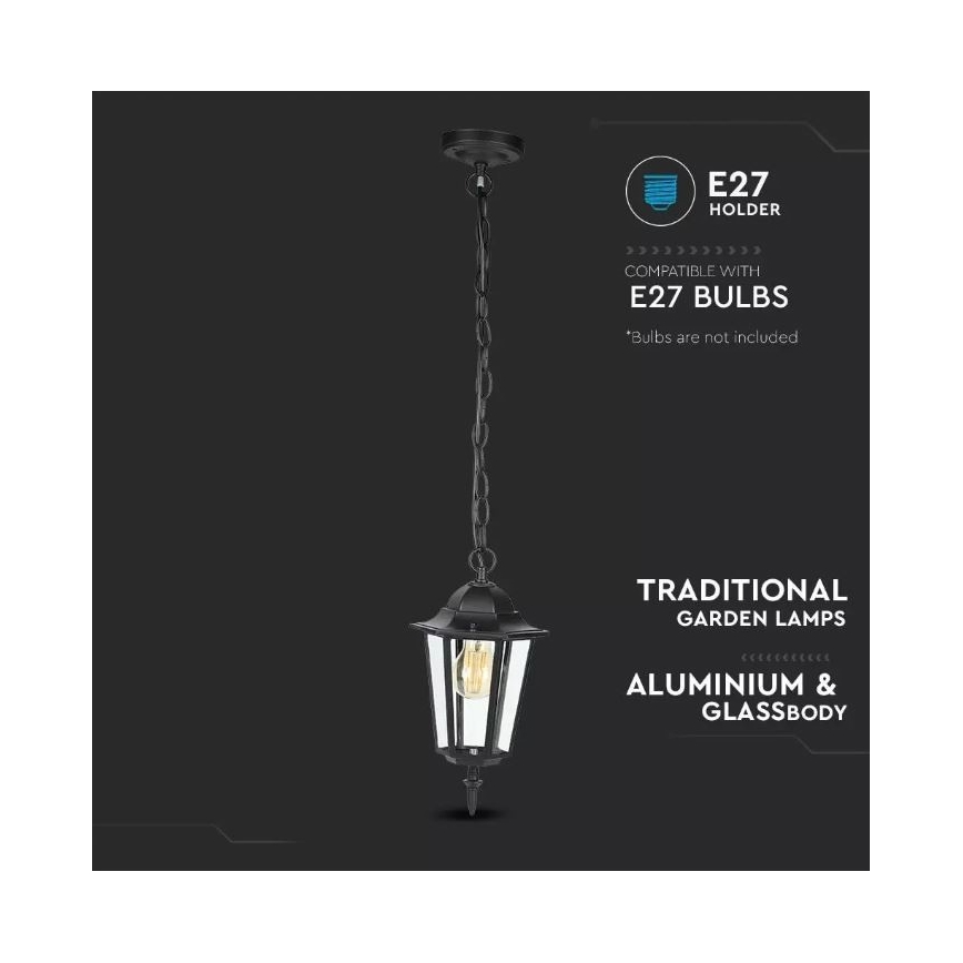 Suspension filaire extérieur 1xE27/40W/230V IP44 noir
