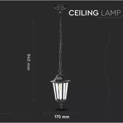 Suspension filaire extérieur 1xE27/40W/230V IP44 noir