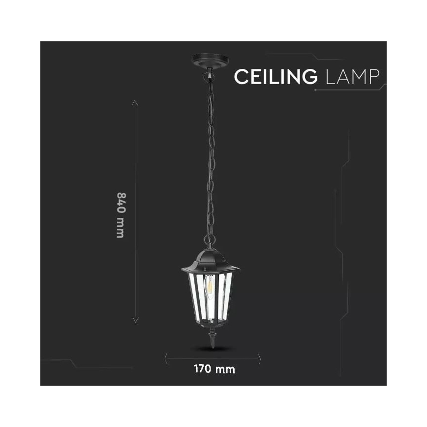 Suspension filaire extérieur 1xE27/40W/230V IP44 noir