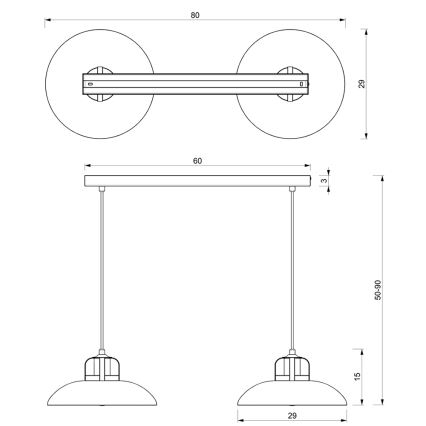 Suspension filaire FELIX 2xE27/60W/230V blanche