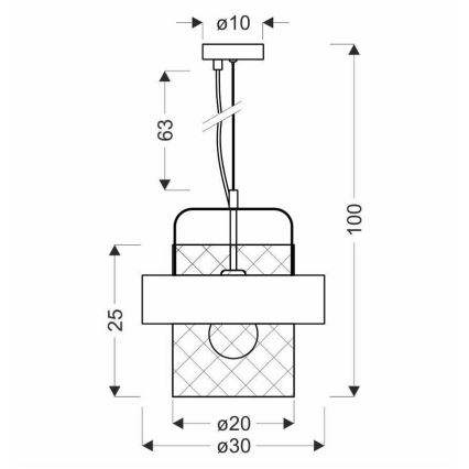 Suspension filaire FIBA 1xE27/60W/230V Rose doré/noir