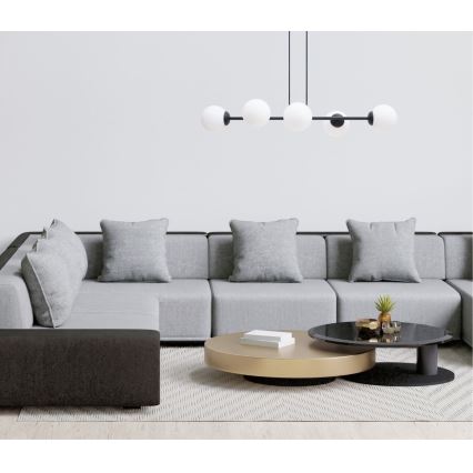 Suspension filaire FIRA 5xE27/60W/230V noir