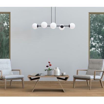 Suspension filaire FIRA 5xE27/60W/230V noir