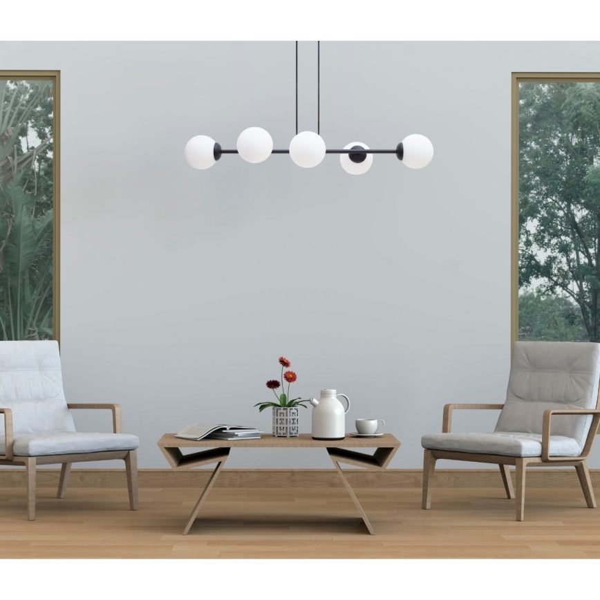 Suspension filaire FIRA 5xE27/60W/230V noir