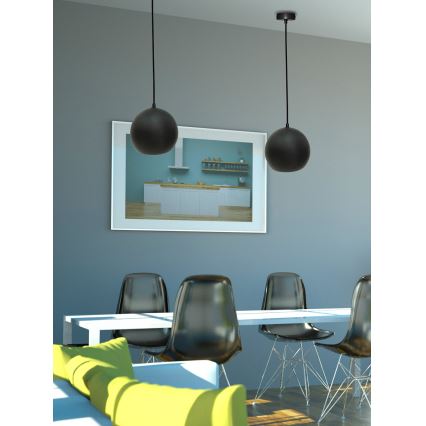 Suspension filaire FLEN 1xE27/40W/230V d. 20 cm noir