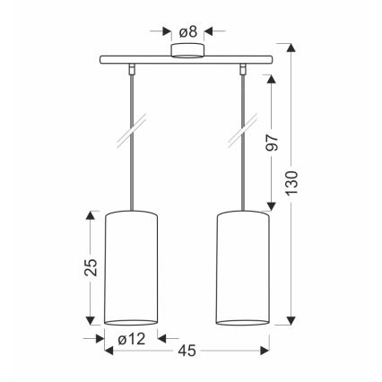 Suspension filaire FLERI 2xE27/60W/230V rotin