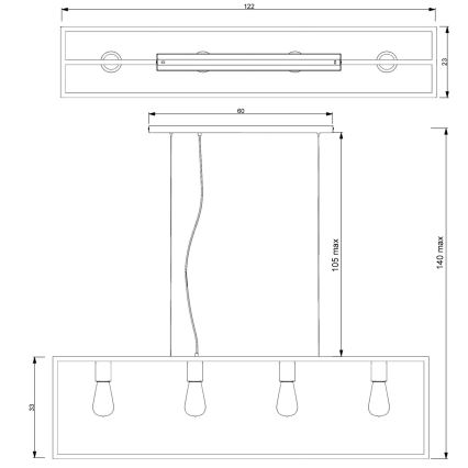 Suspension filaire FRAME 4xE27/60W/230V cuivre