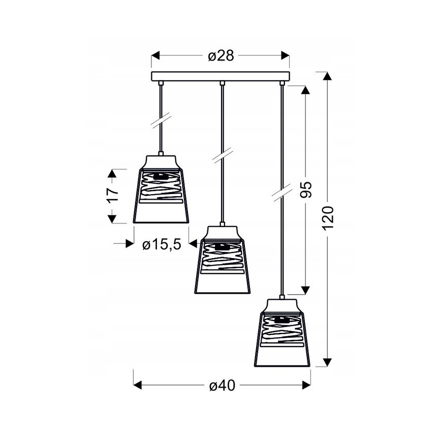 Suspension filaire FRESNO 3xE27/60W/230V