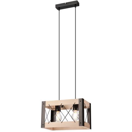 Suspension filaire FRIDA 2xE27/60W/230V noir/beige hêtre