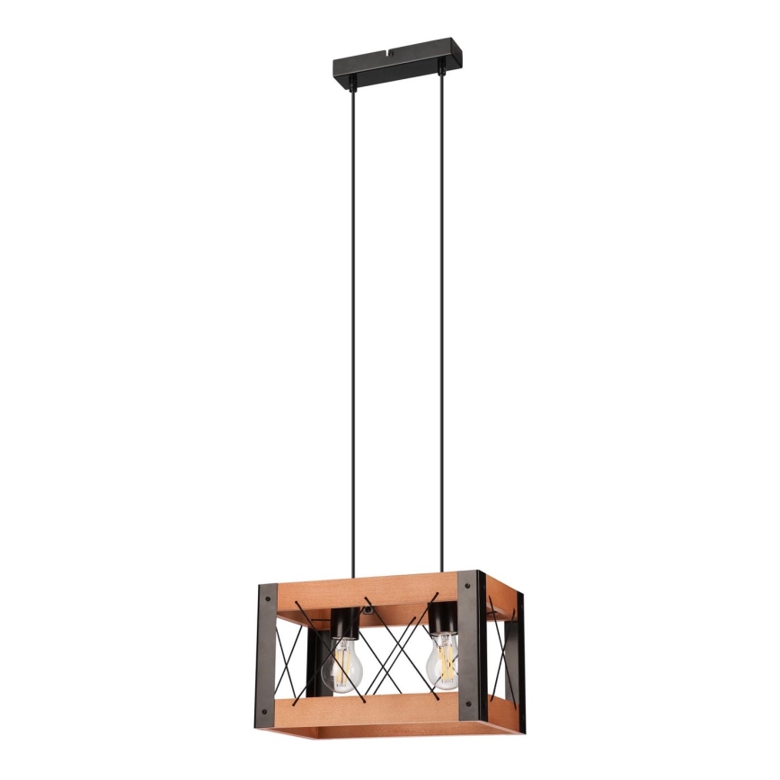 Suspension filaire FRIDA 2xE27/60W/230V noir/marron hêtre