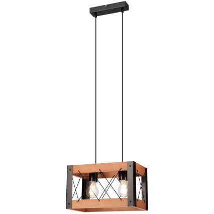 Suspension filaire FRIDA 2xE27/60W/230V noir/marron hêtre